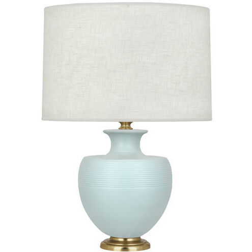 Michael Berman Atlas 25.25 inch 150.00 watt Matte Sky Blue Table Lamp Portable Light in Modern Brass