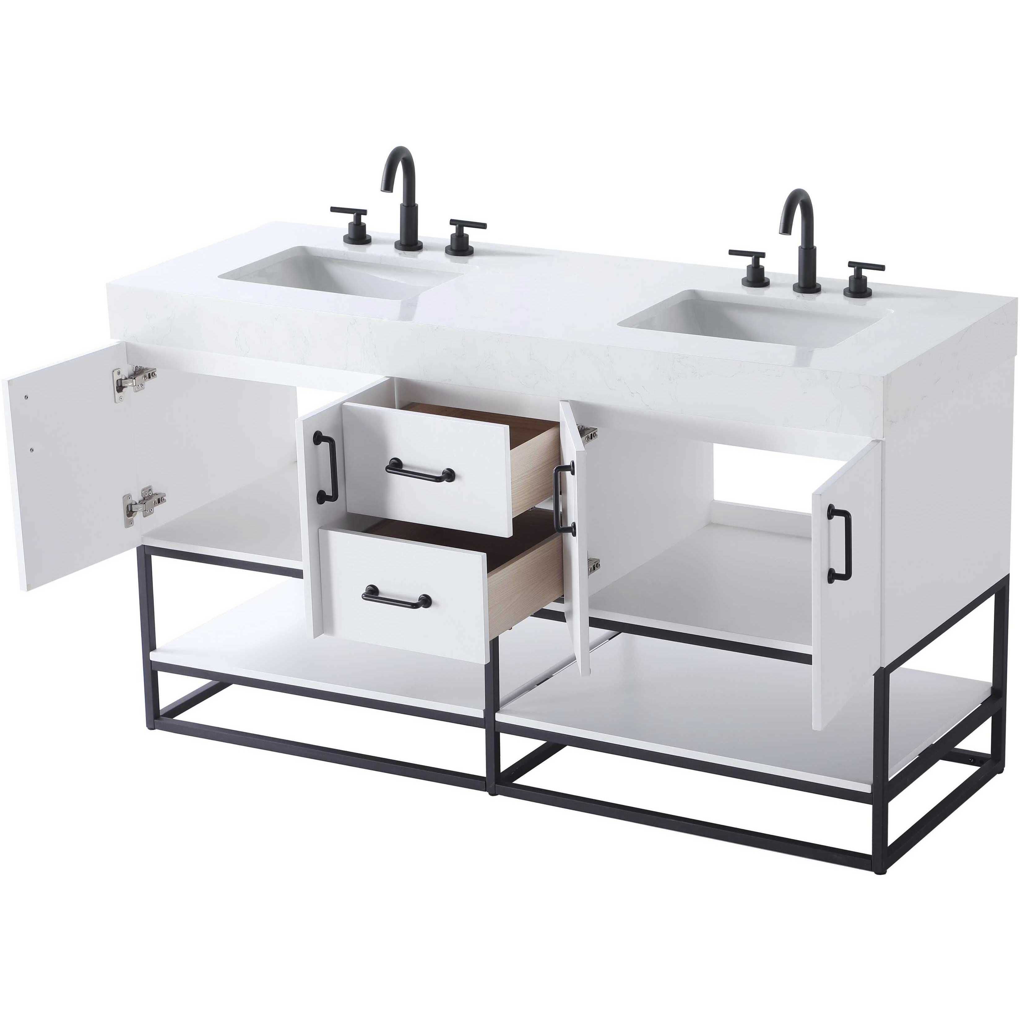 Caroline 60 X 34 inch White Bathroom Vanity Cabinet