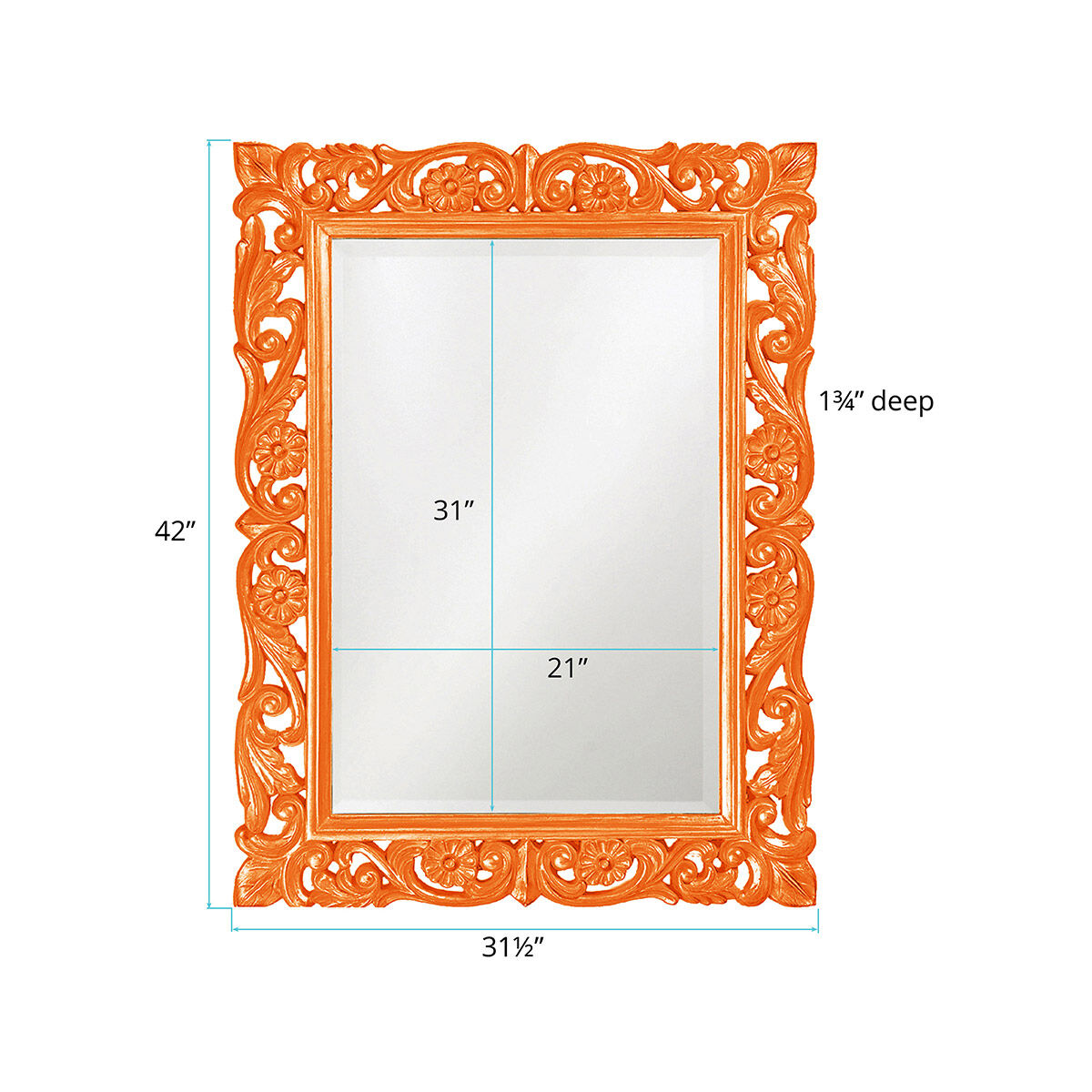 Chateau 42 X 31 inch Glossy Orange Wall Mirror