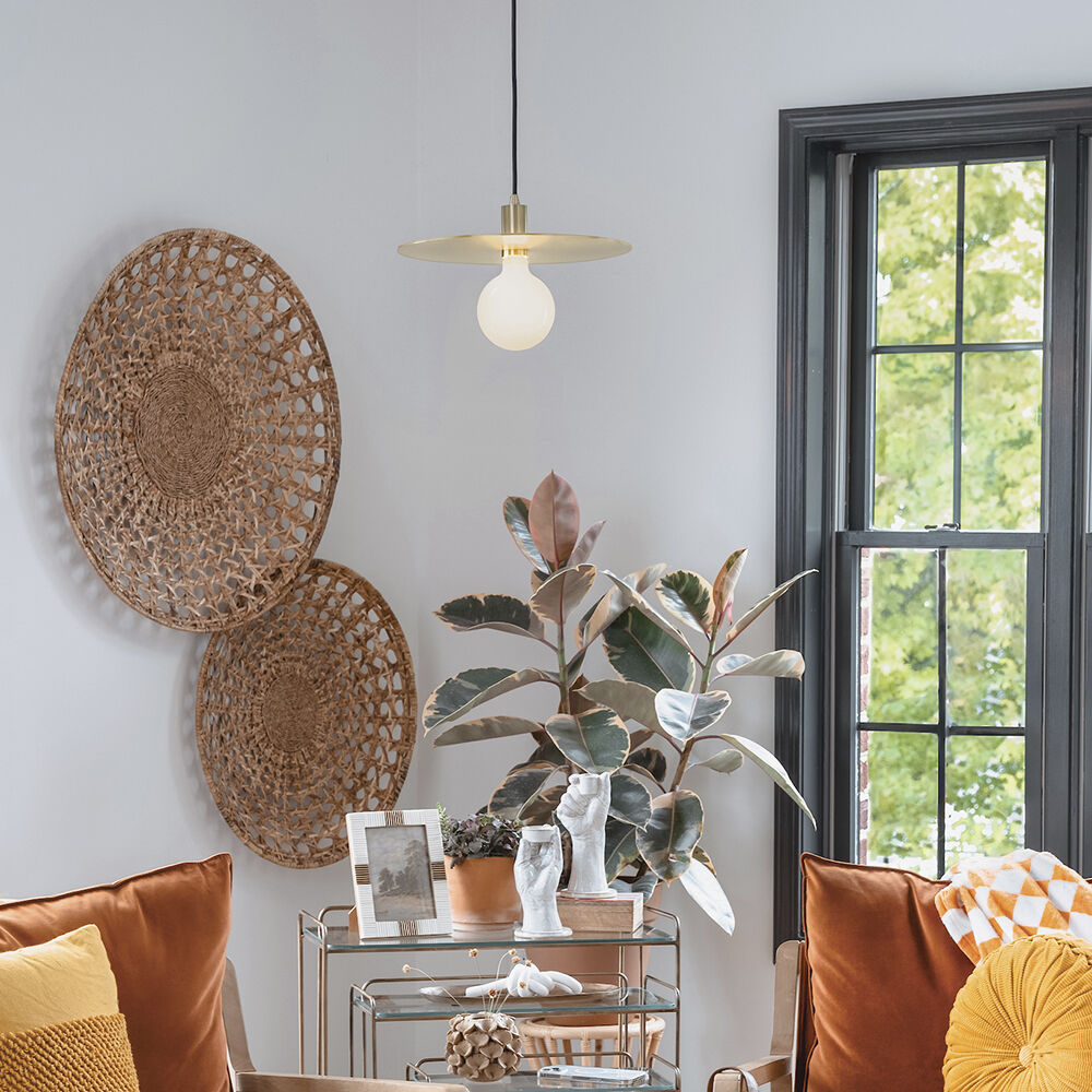 Lulu LED 15 inch Lacquered Brass Pendant Ceiling Light, Semi-Flush Mount