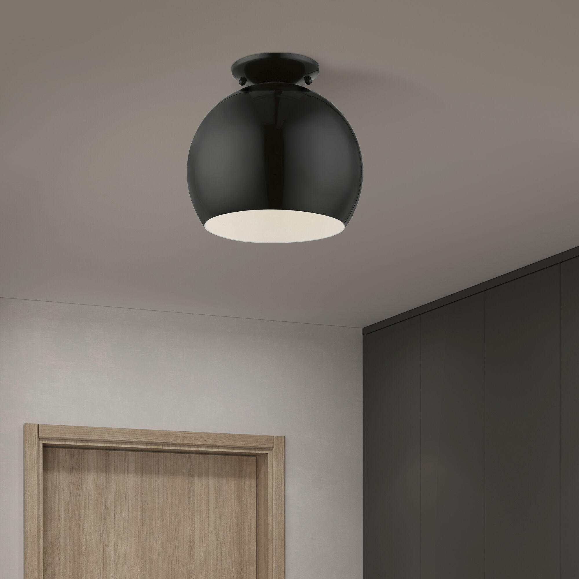 Piedmont 1 Light 10 inch Shiny Black Semi-Flush Mount Ceiling Light