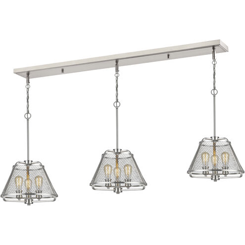 Iuka 9 Light 55 inch Brushed Nickel Linear Chandelier Ceiling Light in Brushed Nickel Steel
