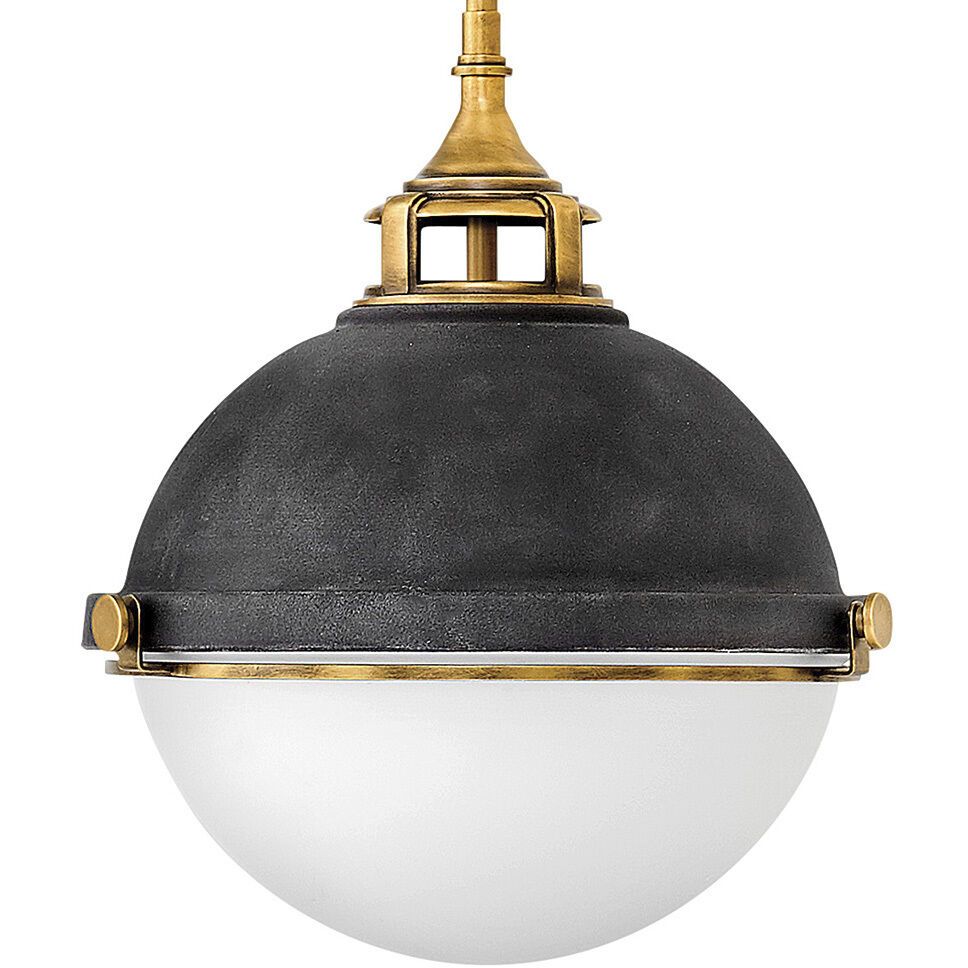 Fletcher 2 Light 13.5 inch Aged Zinc with Heritage Brass Indoor Pendant Ceiling Light