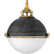 Fletcher 2 Light 13.5 inch Aged Zinc with Heritage Brass Indoor Pendant Ceiling Light