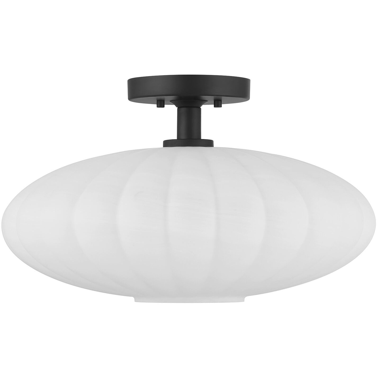 Traditional 1 Light 18 inch Matte Black Semi-Flush Ceiling Light