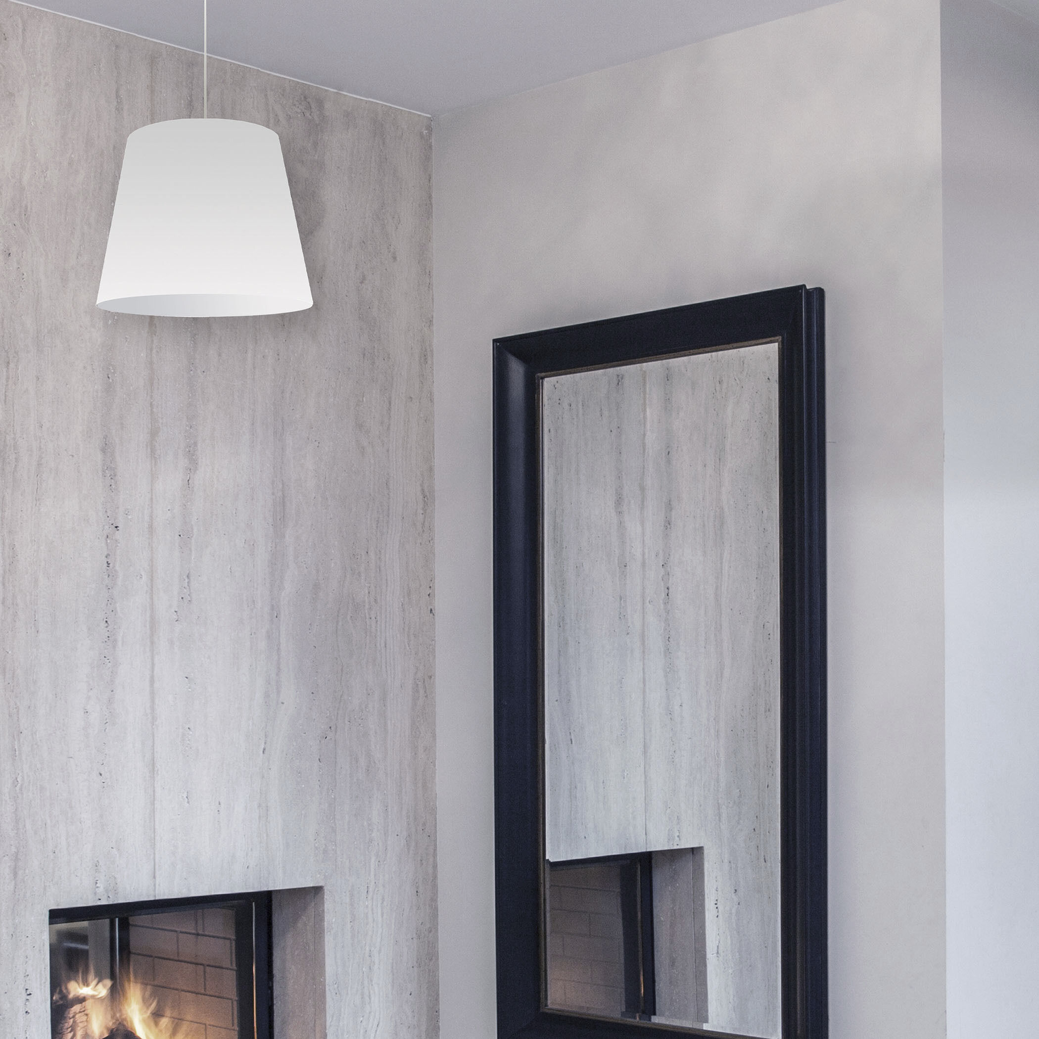 Oversized Drum 1 Light 14 inch Polished Chrome Pendant Ceiling Light in White, Small