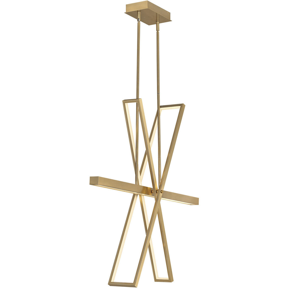 Tangent LED 36 inch Lacquered Brass Chandelier Ceiling Light, Linear & Oval