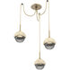 Cabochon LED 14.1 inch Gilded Brass with Travertine Stone Swag Multi-Pendant Ceiling Light in 3000K LED, Smoke