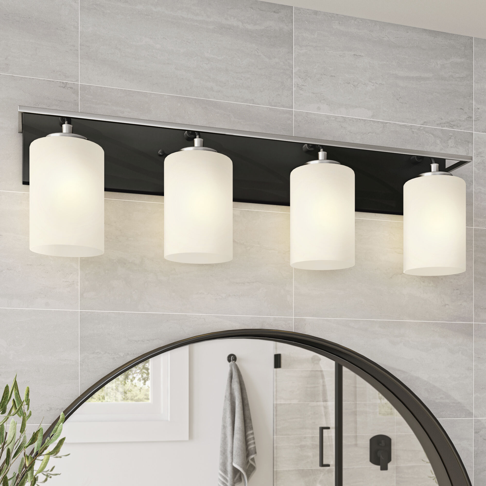 Prince St 4 Light 33 inch Matte Black Vanity Light Wall Light