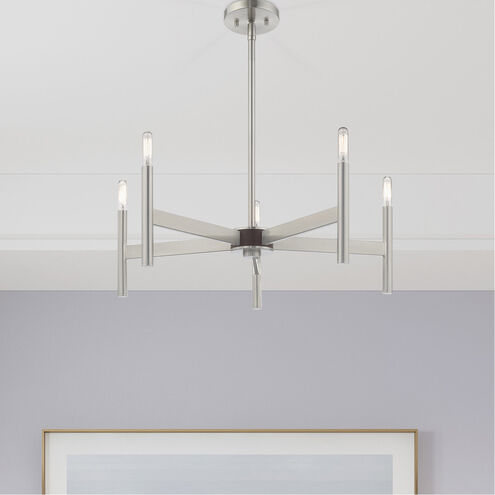 Copenhagen 5 Light 25 inch Brushed Nickel Chandelier Ceiling Light