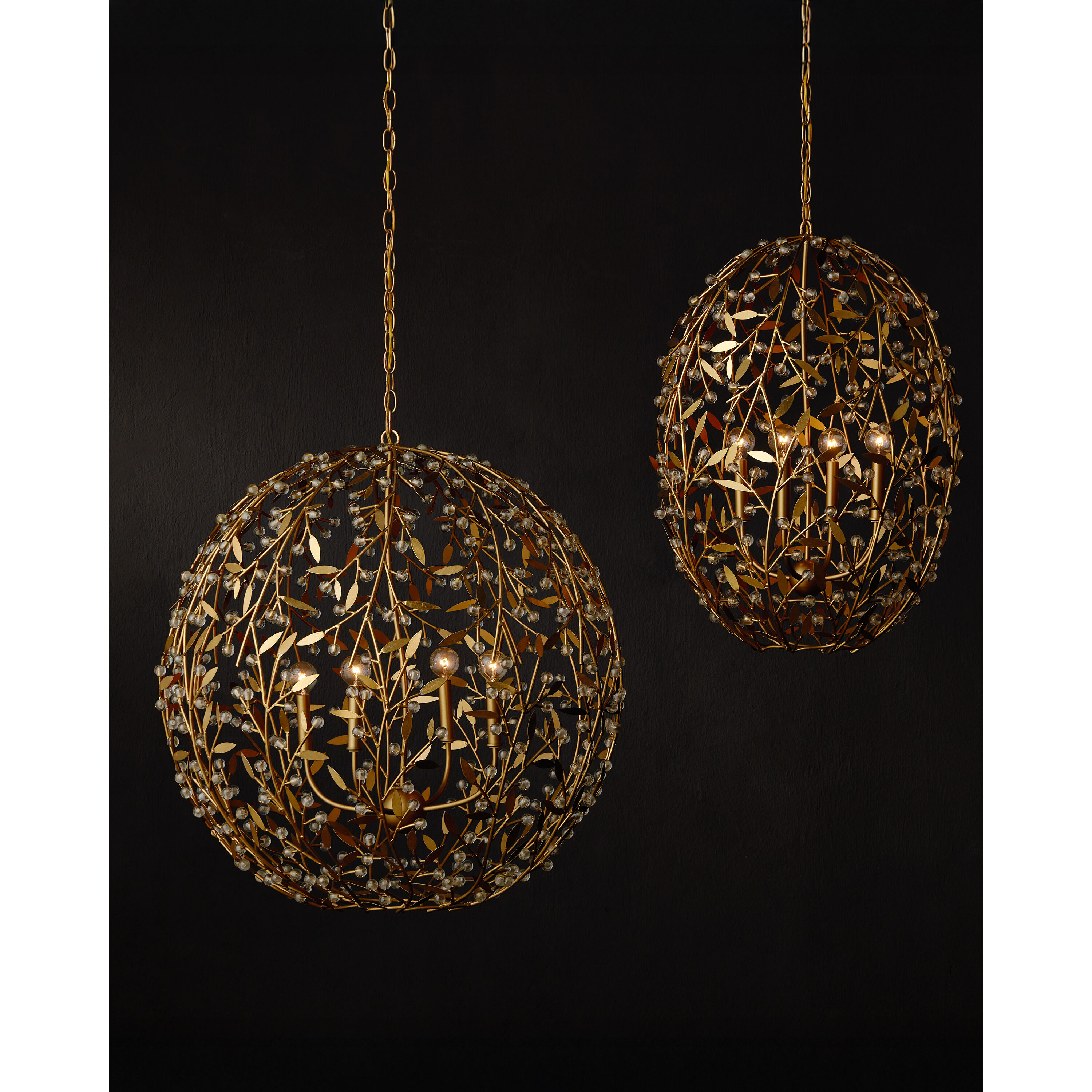 Secret Garden 4 Light 30 inch Clear/Contemporary Gold Leaf/Contemporary Gold Orb Chandelier Ceiling Light