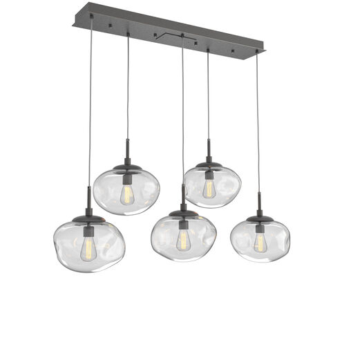 Nova Incandescent 5 Light Graphite Linear Pendant Ceiling Light in Clear, Multi-Port