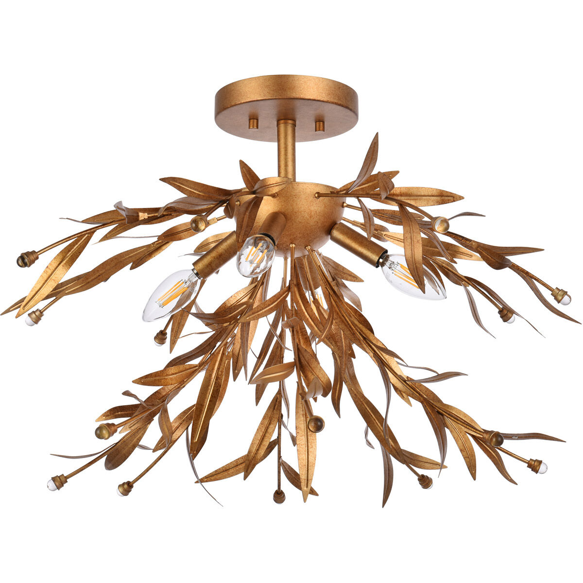 Priscilla 4 Light 23 inch Gold Leaf Flush Mount Ceiling Light