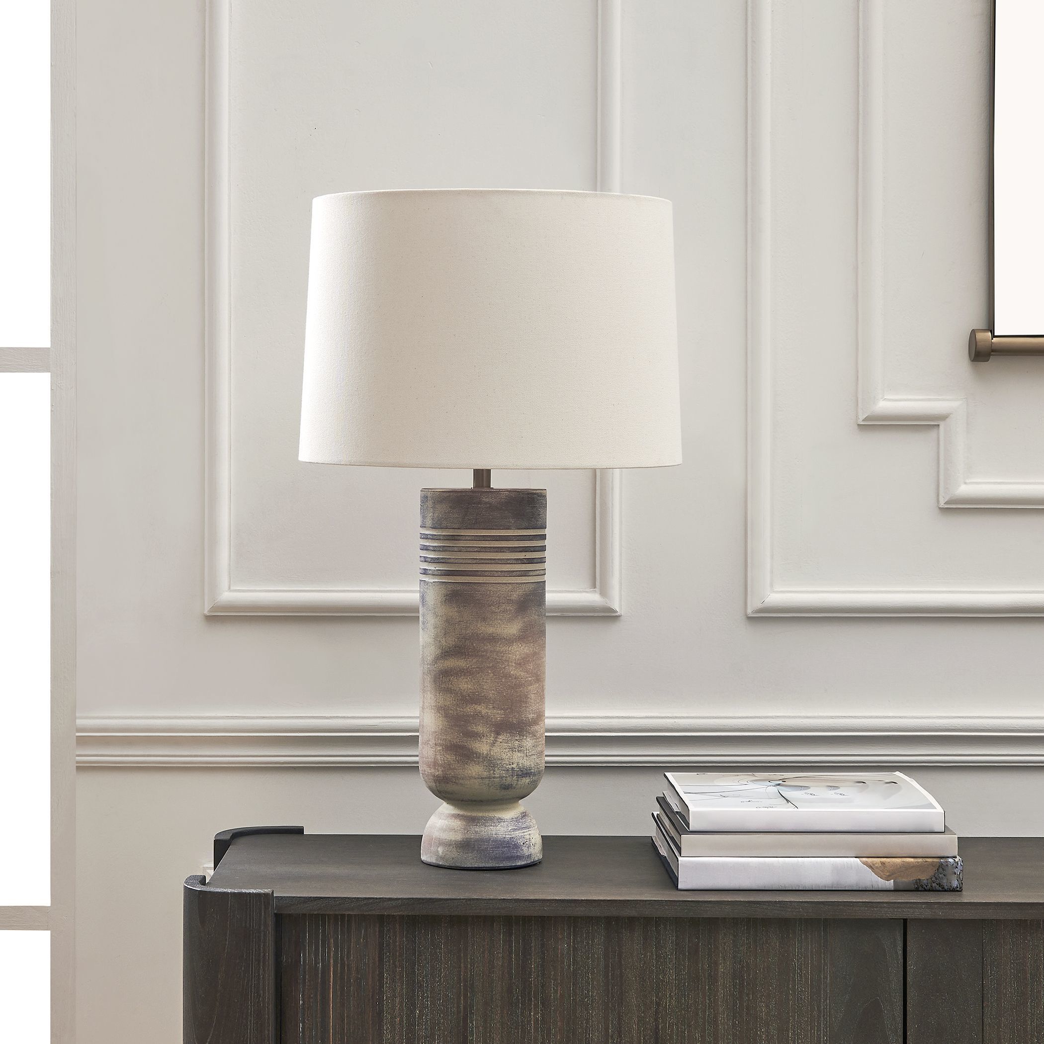 Vale 28.38 inch 150 watt Gray Wash with Warm Beige and Earthy Brown Table Lamp Portable Light
