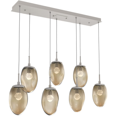 Meteo LED LED Beige Silver Linear Pendant Ceiling Light in Metallic Beige Silver, 2700K LED, Zircon Inner - Bronze Outer, Multi-Port