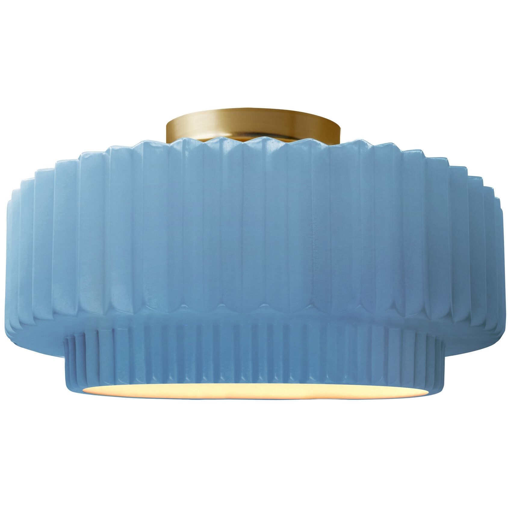 Radiance Collection - Pleated Tier LED 12 inch Sky Blue Semi-Flush Ceiling Light, Form+Finish+Function