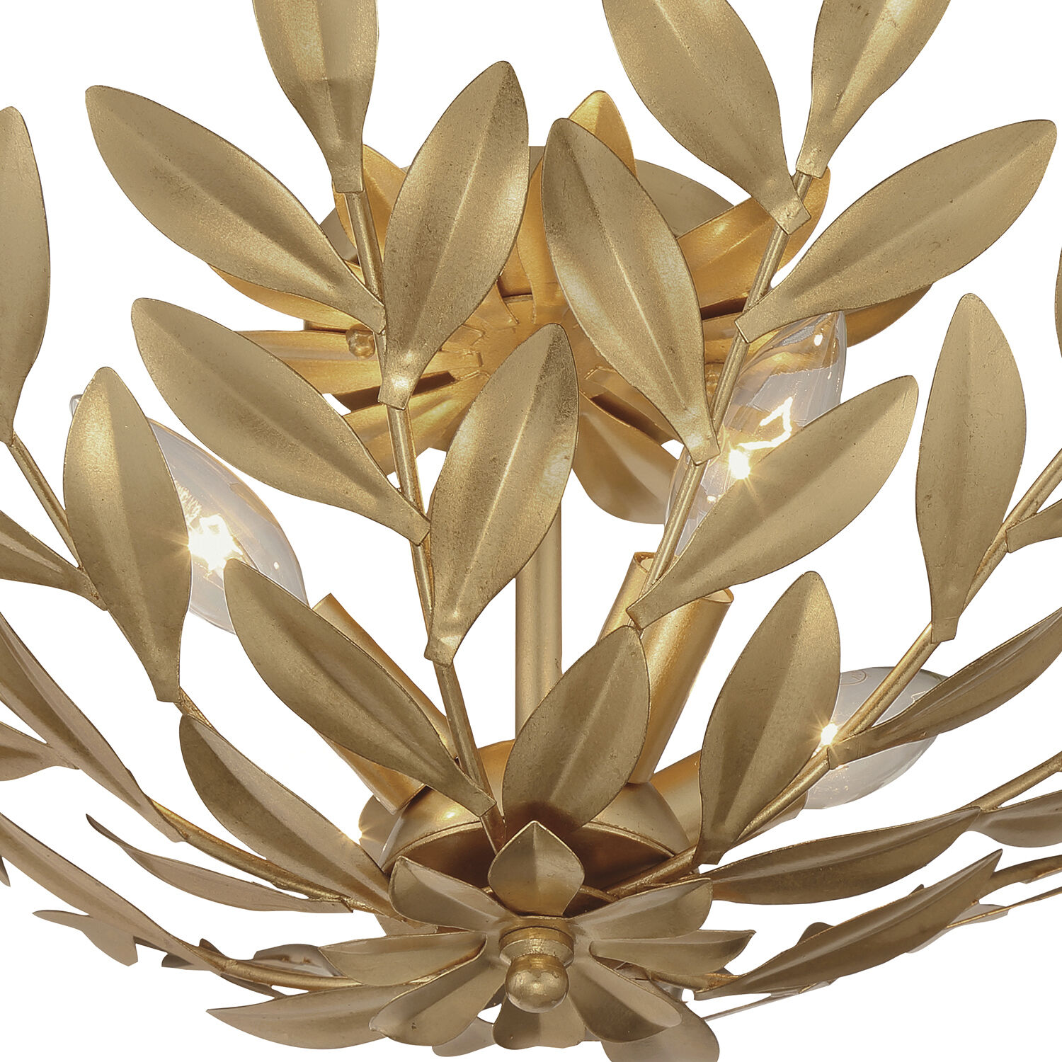 Broche 4 Light 20.75 inch Antique Gold Semi Flush Ceiling Light