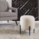 Arles 20 inch White Faux Shearling and Satin Black Ottoman