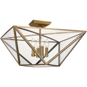 Julie Neill Lorino LED 20 inch Hand-Rubbed Antique Brass Semi-Flush Mount Ceiling Light, Large