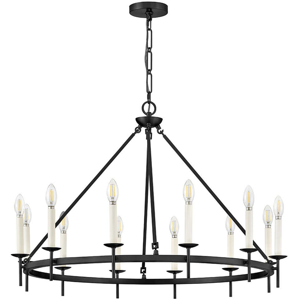 Copley 12 Light 36 inch Black Chandelier Ceiling Light