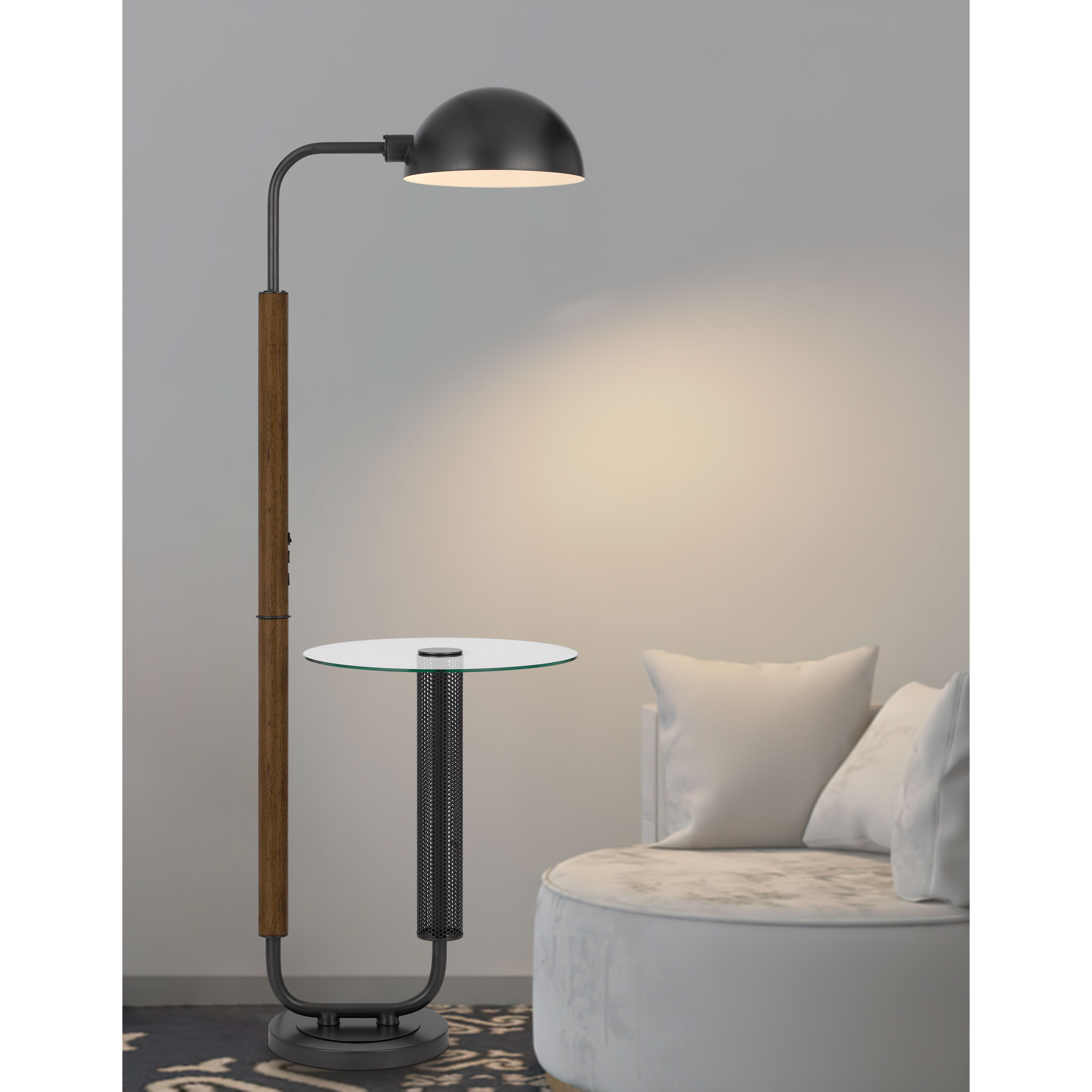Keyser 63 inch 100.00 watt Oak and Black Floor Lamp Portable Light