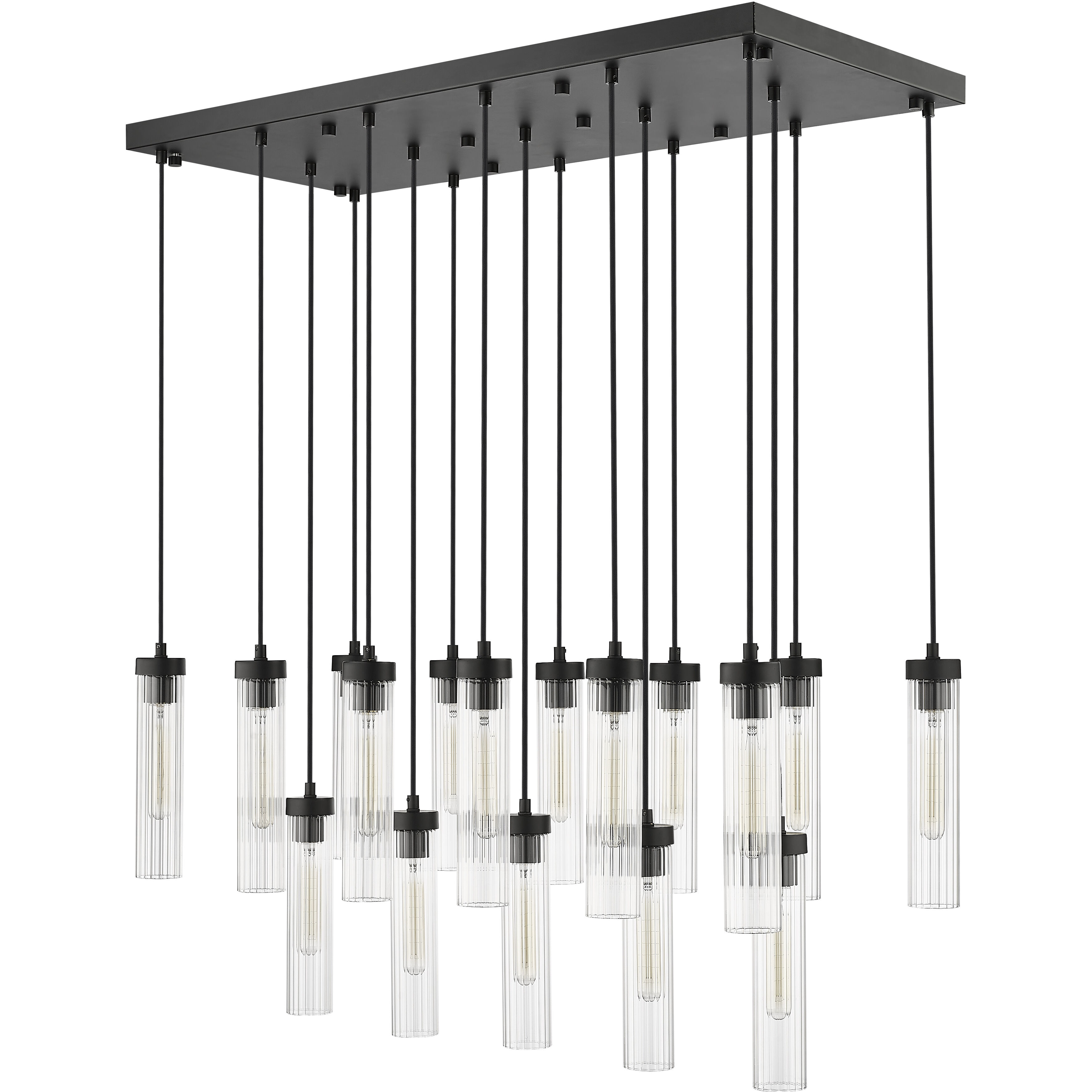 Beau 17 Light 42 inch Matte Black Linear Chandelier Ceiling Light