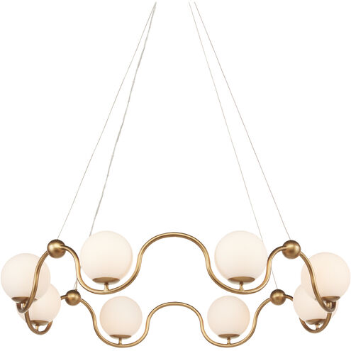 Equilibrium 8 Light 38.75 inch Antique Brass/White Chandelier Ceiling Light