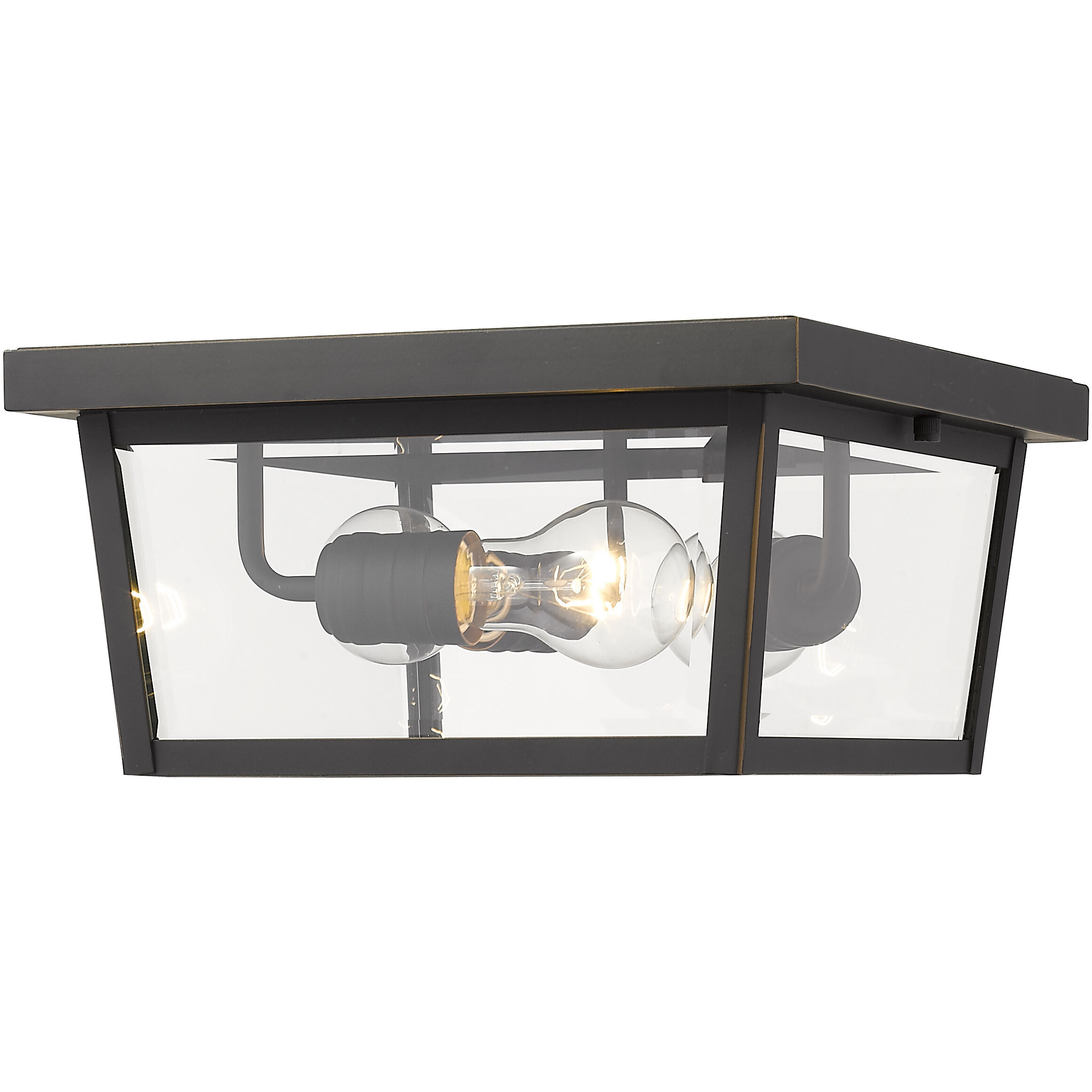 Beacon 3 Light 12 inch Oil Rubbed Bronze Outdoor Flush Mount