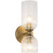 Alora Mood Nelly Wall/Vanity Light Wall Light in Brushed Gold, Clear Ribbed Glass Shade