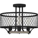 Benton 3 Light 16.75 inch Distressed Iron Semi-Flush Mount Ceiling Light