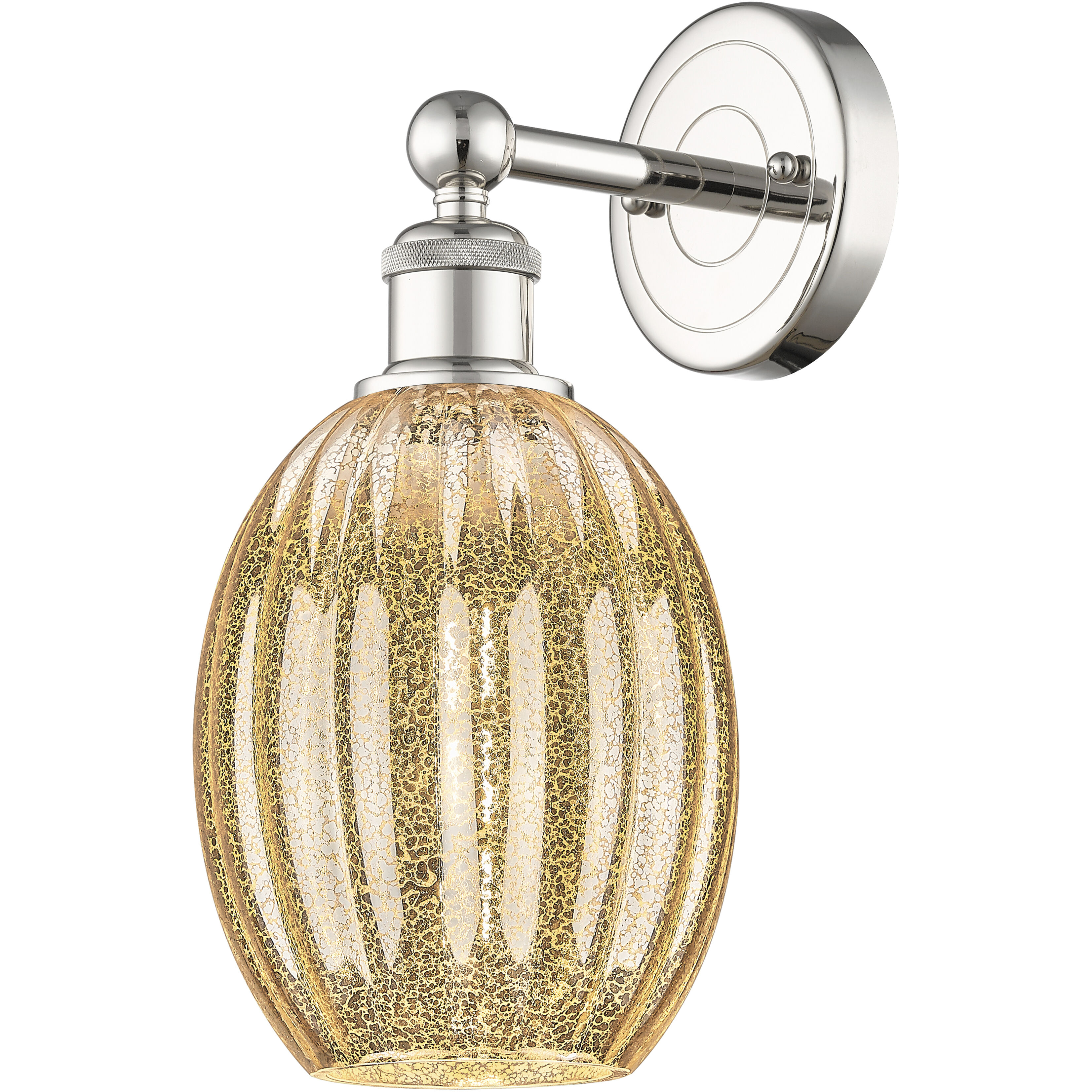 Edison Preston Armed Sconce Wall Light in Polished Nickel, Mercury