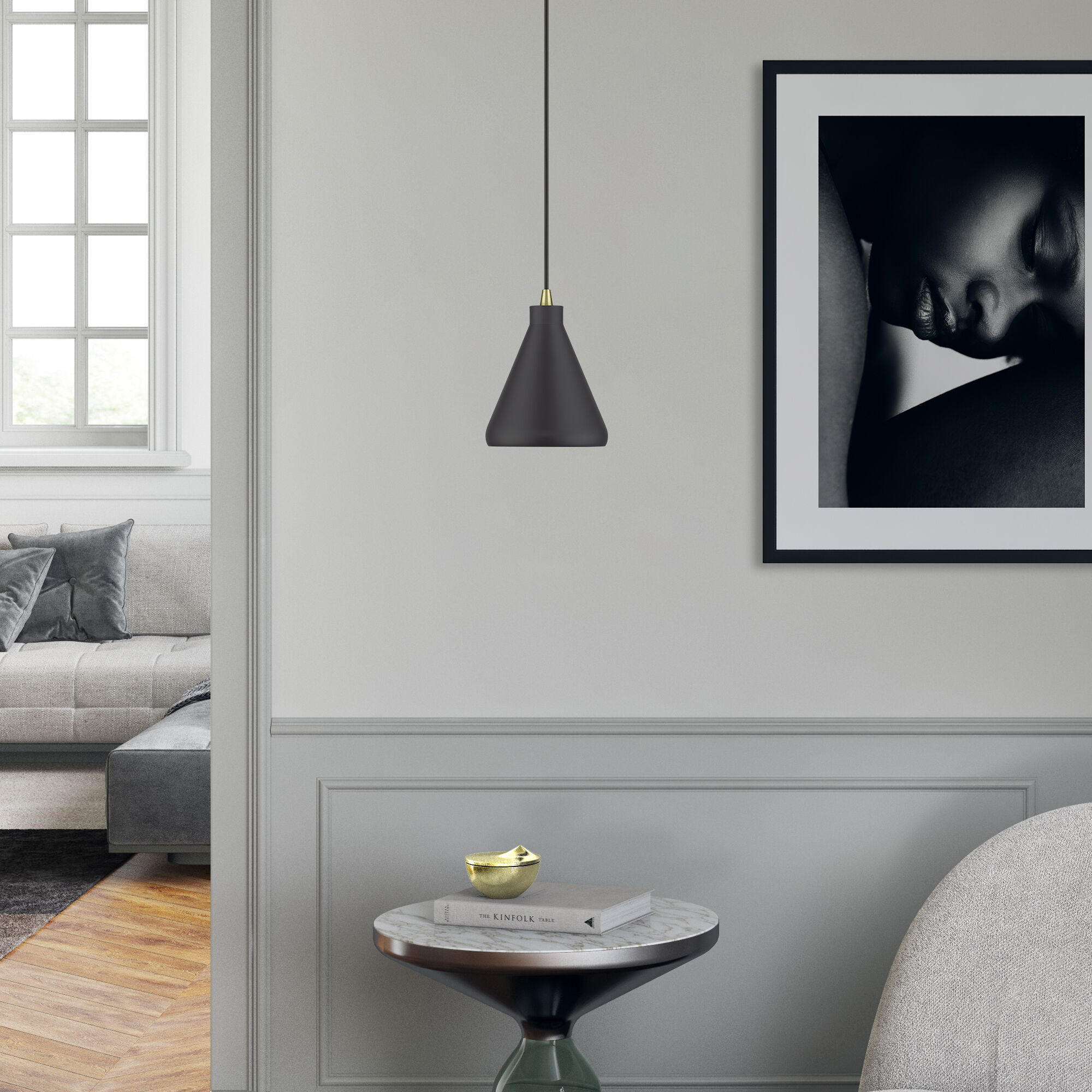 Geneva 1 Light 7 inch Bronze with Antique Brass Accents Mini Pendant Ceiling Light