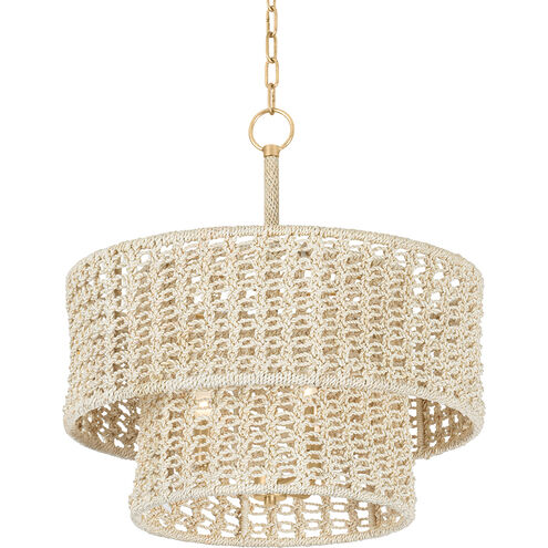 Yorkhill 3 Light 22 inch Vintage Gold Leaf Pendant Ceiling Light