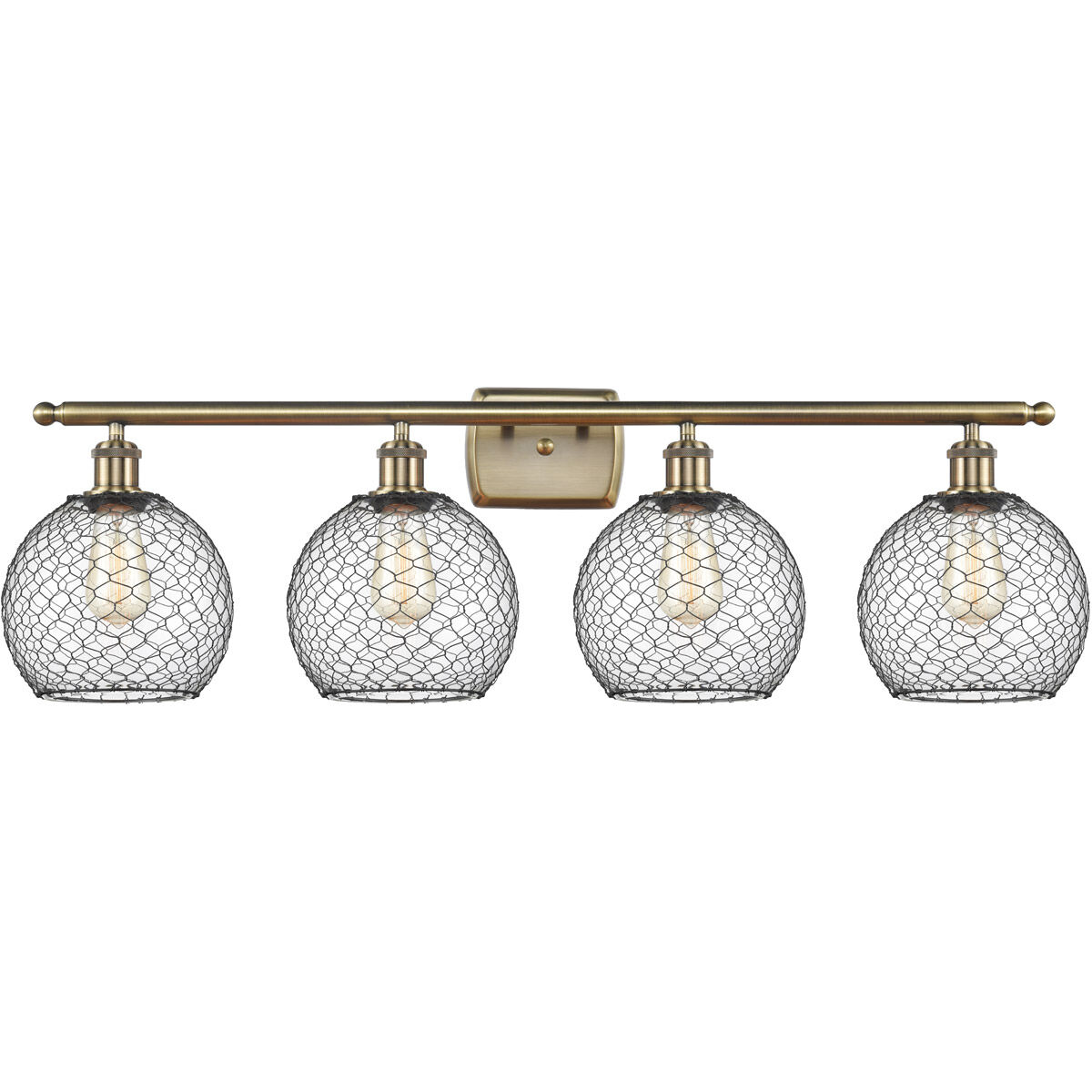 Ballston Farmhouse Chicken Wire LED 36 inch Antique Brass Bath Vanity Light Wall Light, Ballston