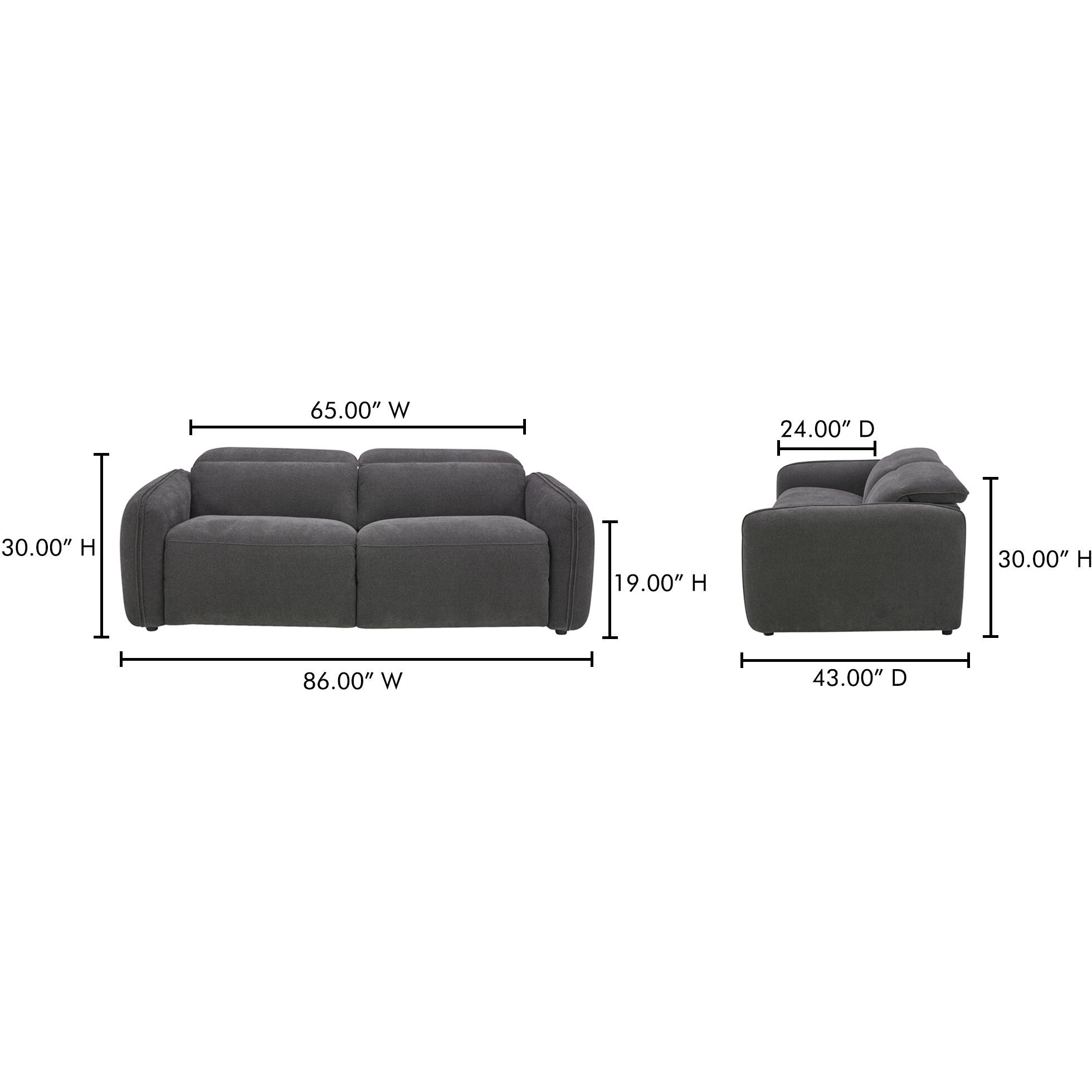 Eli Grey Sofa, Power Recliner