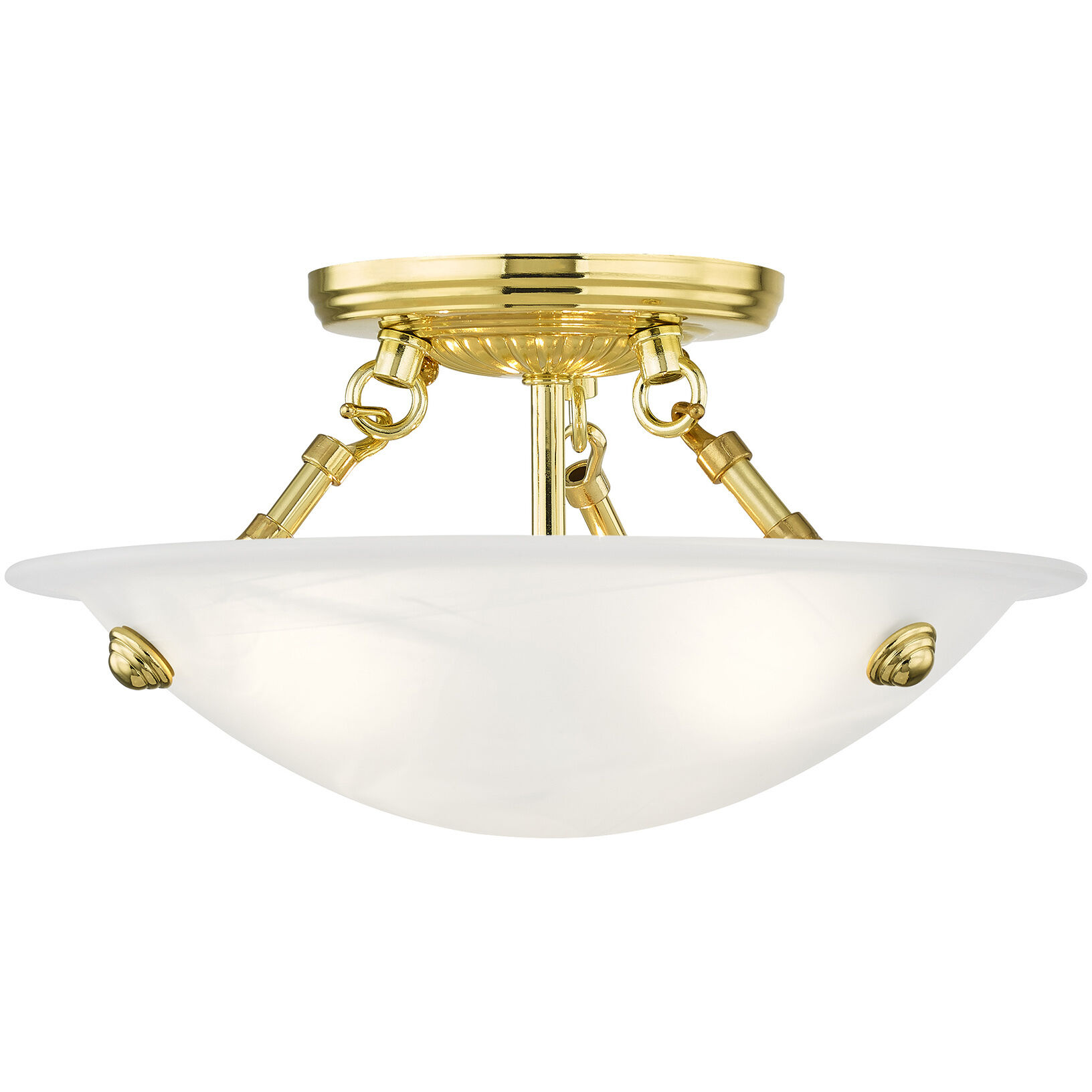 Oasis 3 Light 12 inch Polished Brass Semi-Flush Mount Ceiling Light