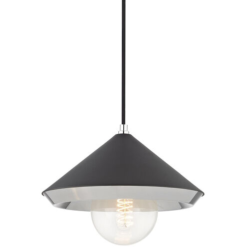 Marnie 1 Light 11.75 inch Polished Nickel Pendant Ceiling Light in Polished Nickel and Black