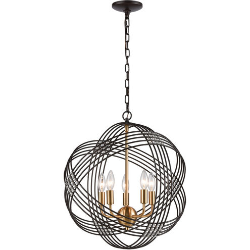 Concentric 5 Light 19 inch Oil Rubbed Bronze with Satin Brass Chandelier Ceiling Light