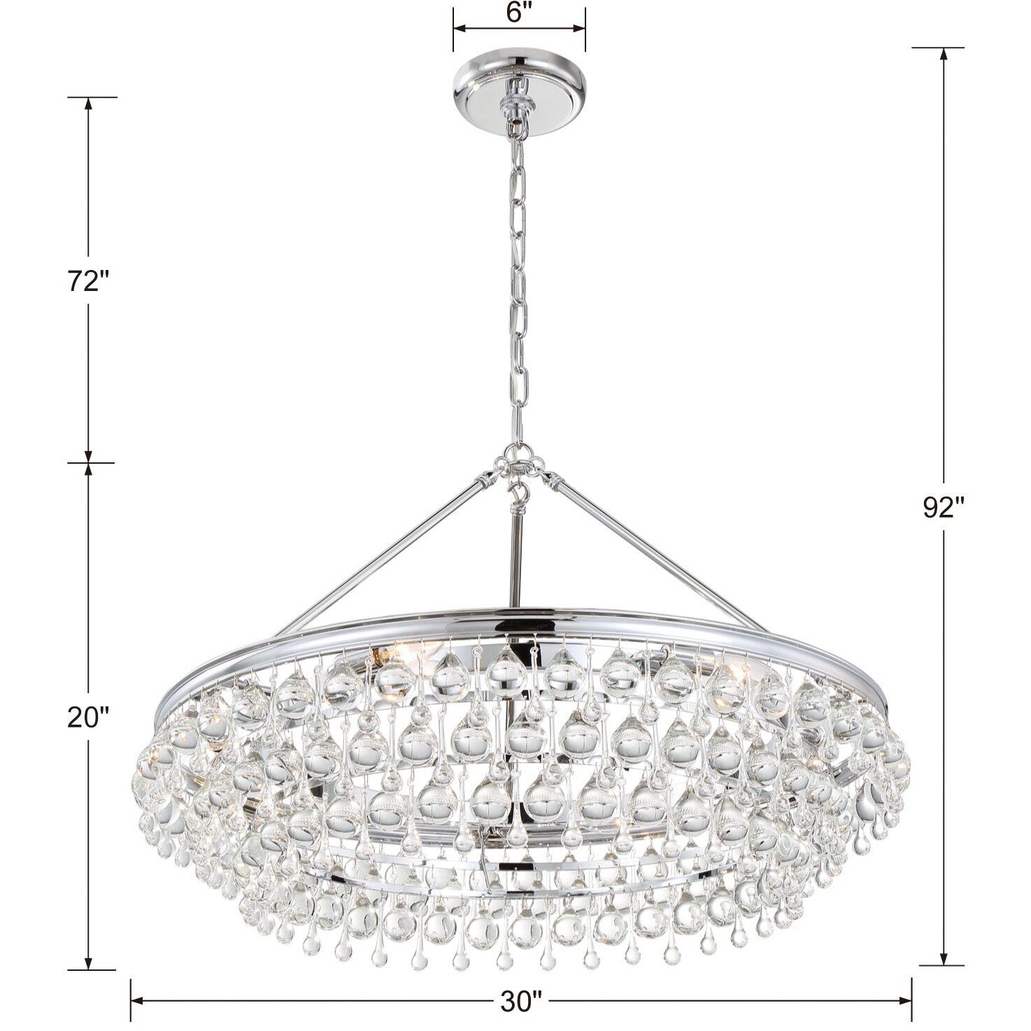 Calypso 6 Light 30 inch Polished Chrome Chandelier Ceiling Light
