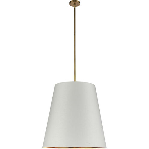 Calor 3 Light 24.88 inch Vintage Brass with White Linen With Gold Parchment Pendant Ceiling Light in White/Gold