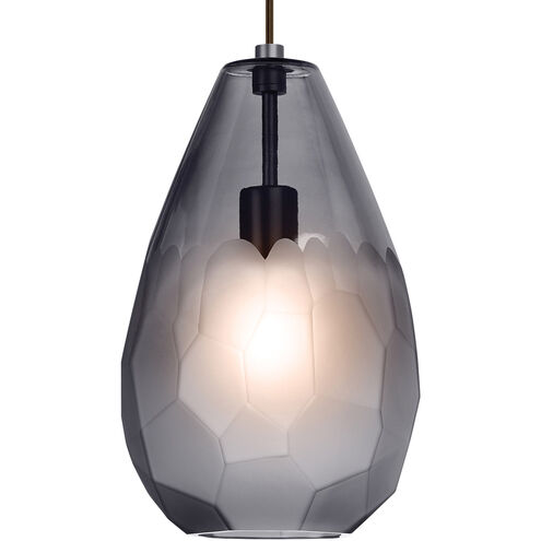 Sean Lavin Briolette Grande LED 8.7 inch Satin Nickel Pendant Ceiling Light in LED 90 CRI 2700K, Smoke Glass