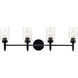 Madden 4 Light 34 inch Black Wall Mount Bath Wall Light, 4 Arm