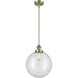 Franklin Restoration Beacon 1 Light 12 inch Antique Brass Mini Pendant Ceiling Light in Incandescent, Clear, Franklin Restoration