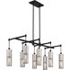 Grid 3 8 Light 36 inch Coal With Brushed Nickel Island Light Ceiling Light