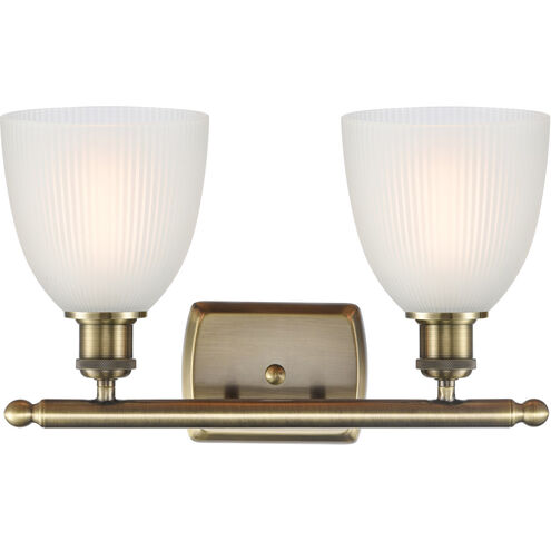Ballston Castile LED 16 inch Antique Brass Bath Vanity Light Wall Light in White Glass, Ballston