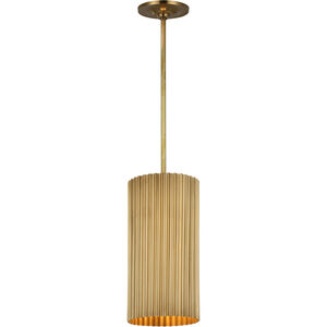 Marie Flanigan Rivers LED 7 inch Soft Brass Fluted Pendant Ceiling Light, Small