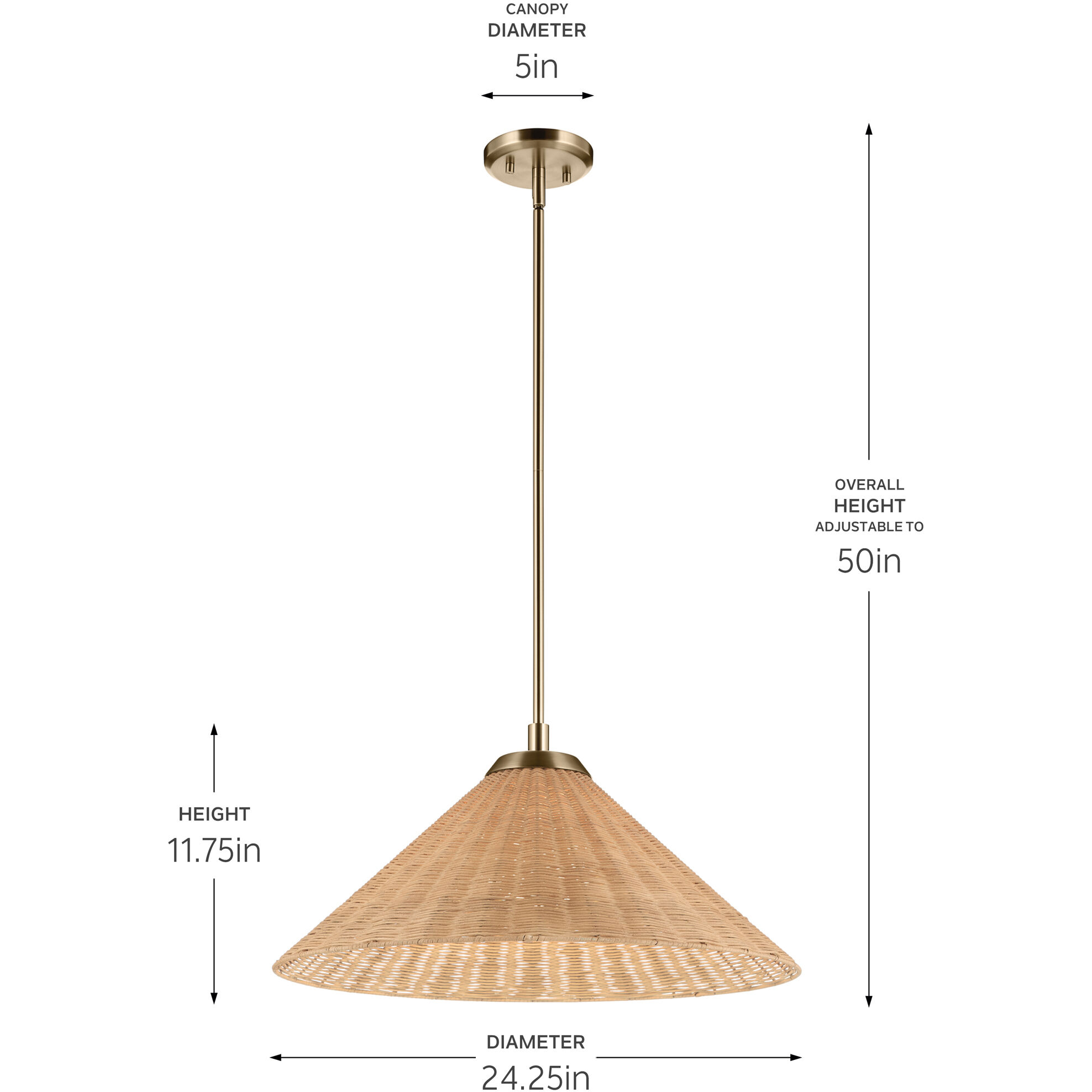Bekah 1 Light Champagne Bronze Pendant Ceiling Light, Convertible