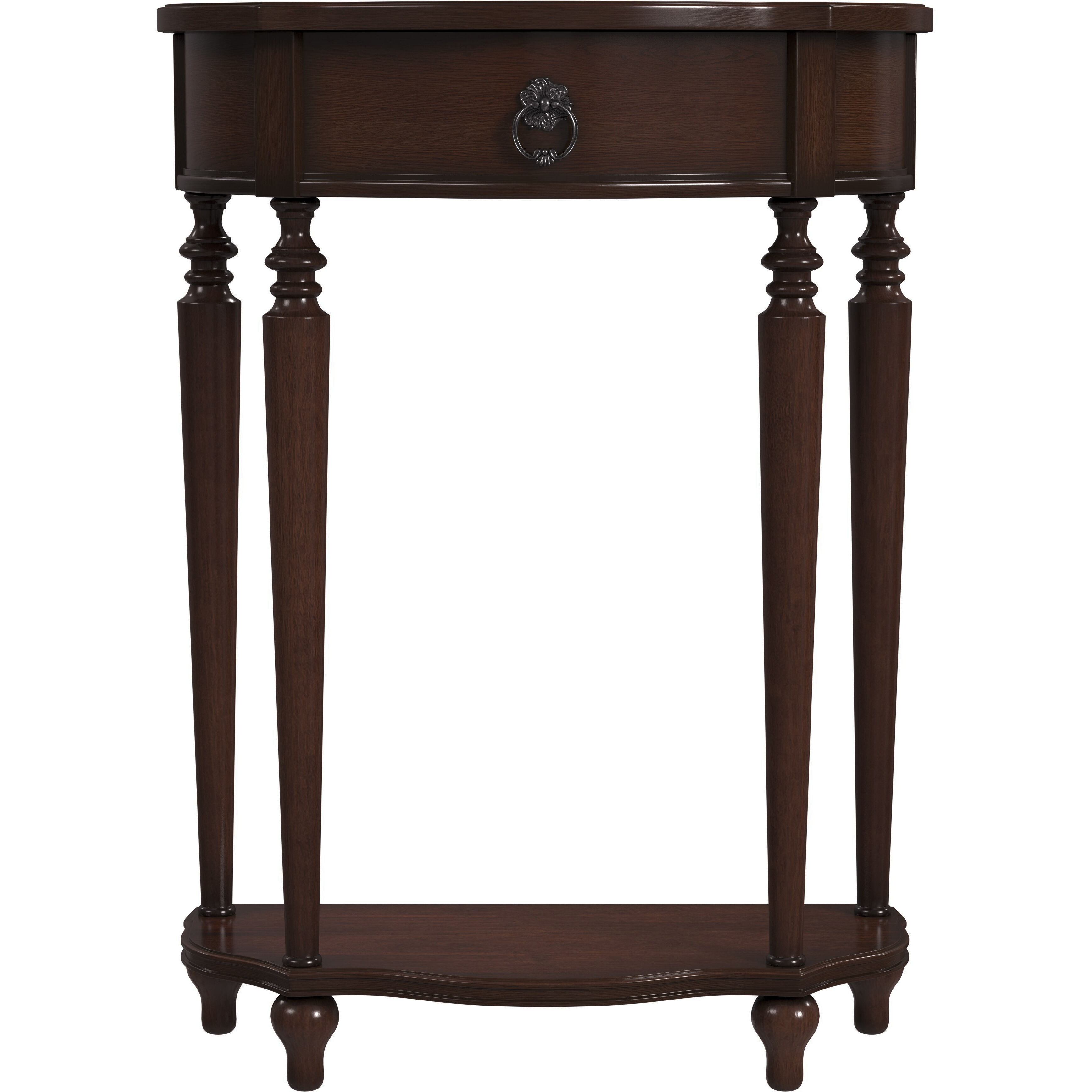 Ashby Demilune Console Table with Storage in Medium Brown
