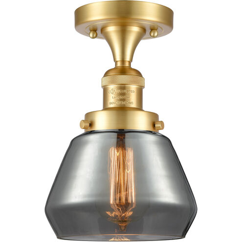 Franklin Restoration Fulton LED 7 inch Satin Gold Semi-Flush Mount Ceiling Light in Plated Smoke Glass, Franklin Restoration