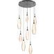 Aalto LED 27.4 inch Matte Black Chandelier Ceiling Light in 3000K LED, Optic Rib Amber, Round Multi-Port